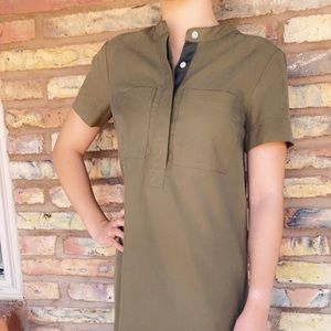 J. Crew military green button up top dress.